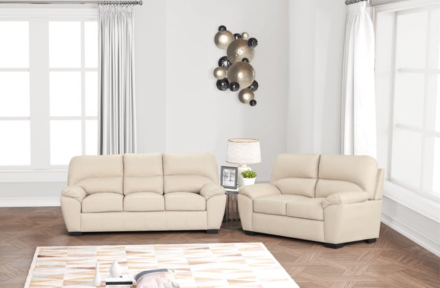 Tiffany Taupe Leather Sofa and Loveseat