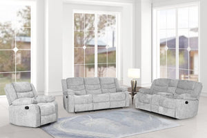 Oliver Silver Fabric 3pc Reclining Set