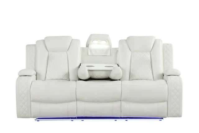 Luz White BLUETOOTH SPEAKERS/LED 3pc Reclining Set