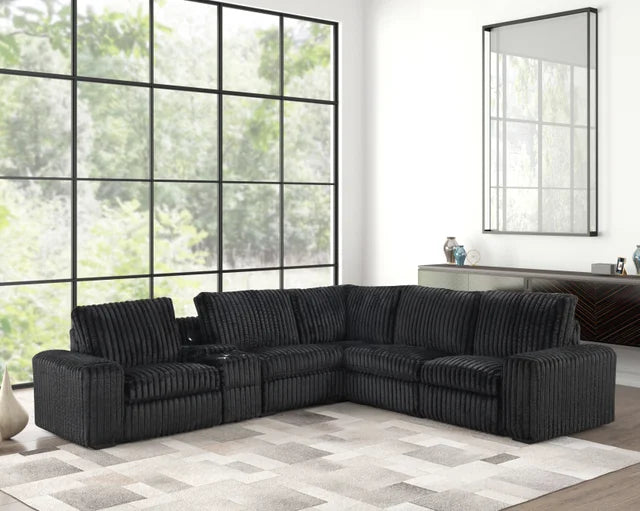 Amelia Black POWER/BLUETOOTH SPEAKERS Reclining Sectional