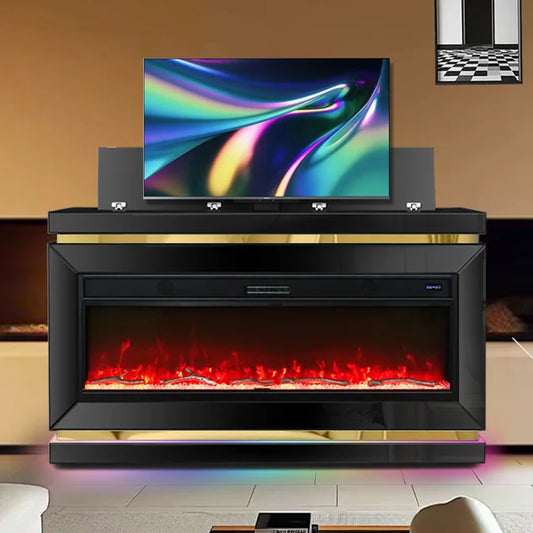 A93 Black Fireplace TV Stand
