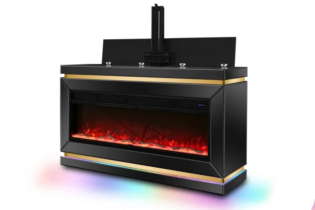 A93 Black Fireplace TV Stand