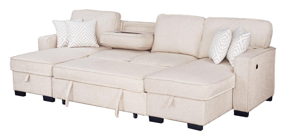 Sahara Beige Double Storage Chaise Sectional