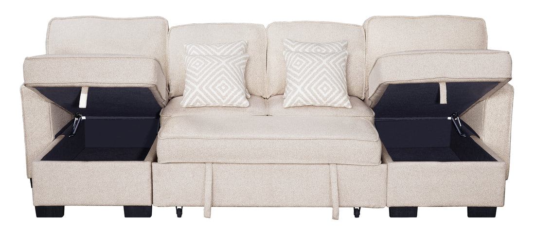 Sahara Beige Double Storage Chaise Sectional