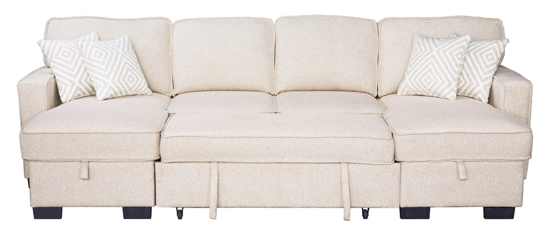 Sahara Beige Double Storage Chaise Sectional