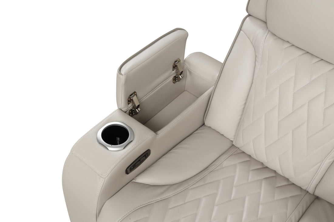 Spain Sand POWER/LED/BLUETOOTH SPEAKERS Reclining Sectional (Power Headrests)