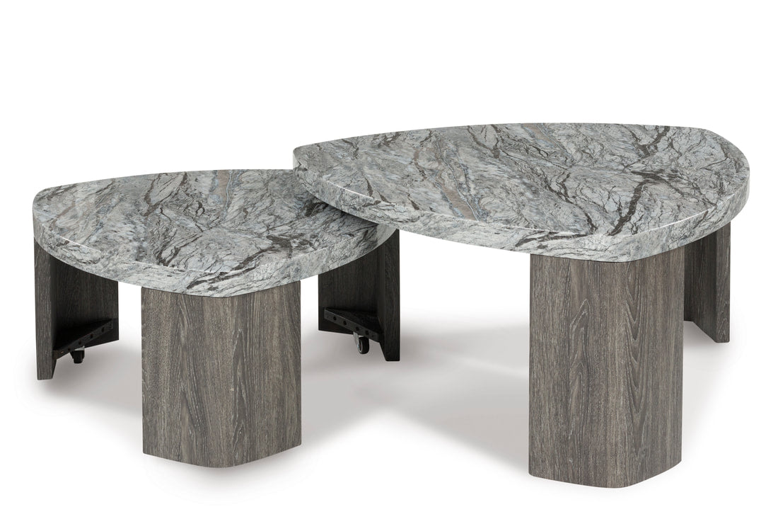 Surmour Gray/Brown Stacked Coffee Table Set T600