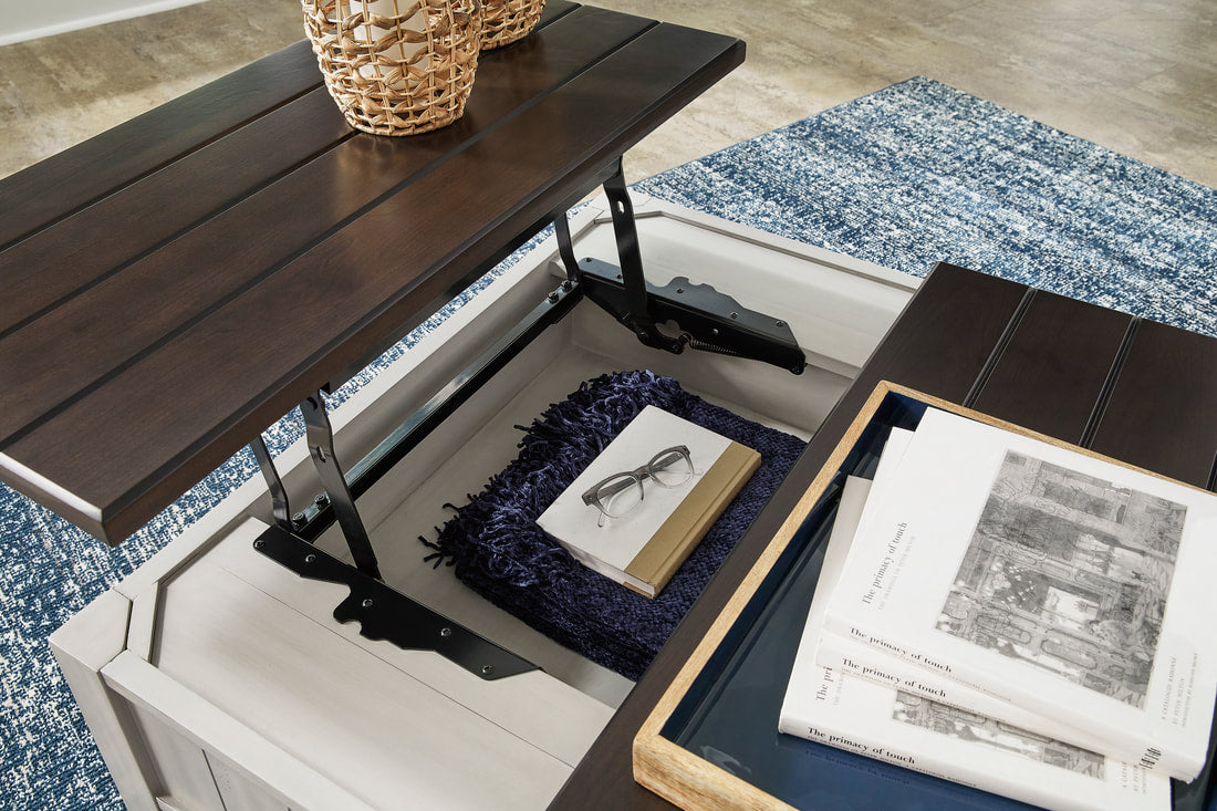 Darborn Gray/Brown Lift-top Coffee Table and 2 Chairside End Tables T796