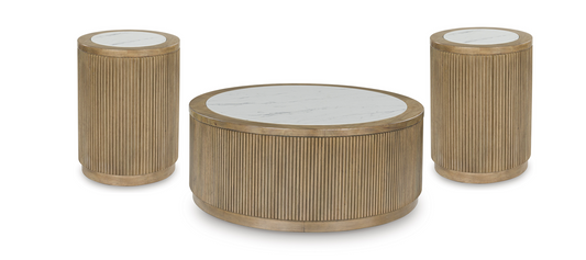 Camdill Light Brown/White Coffee Table Set