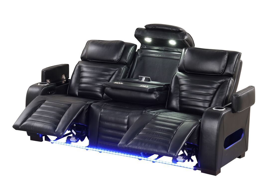 Tokyo Black POWER/LED/BLUETOOTH SPEAKERS 3pc Reclining Set