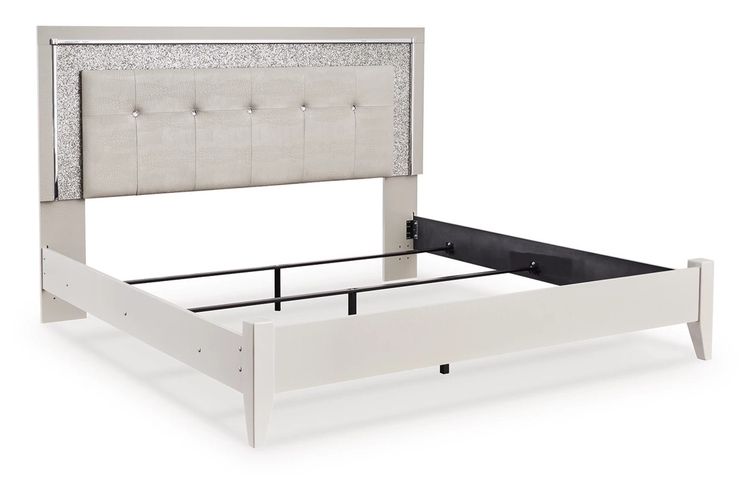 Zyniden Silver Panel LED Bedroom Set