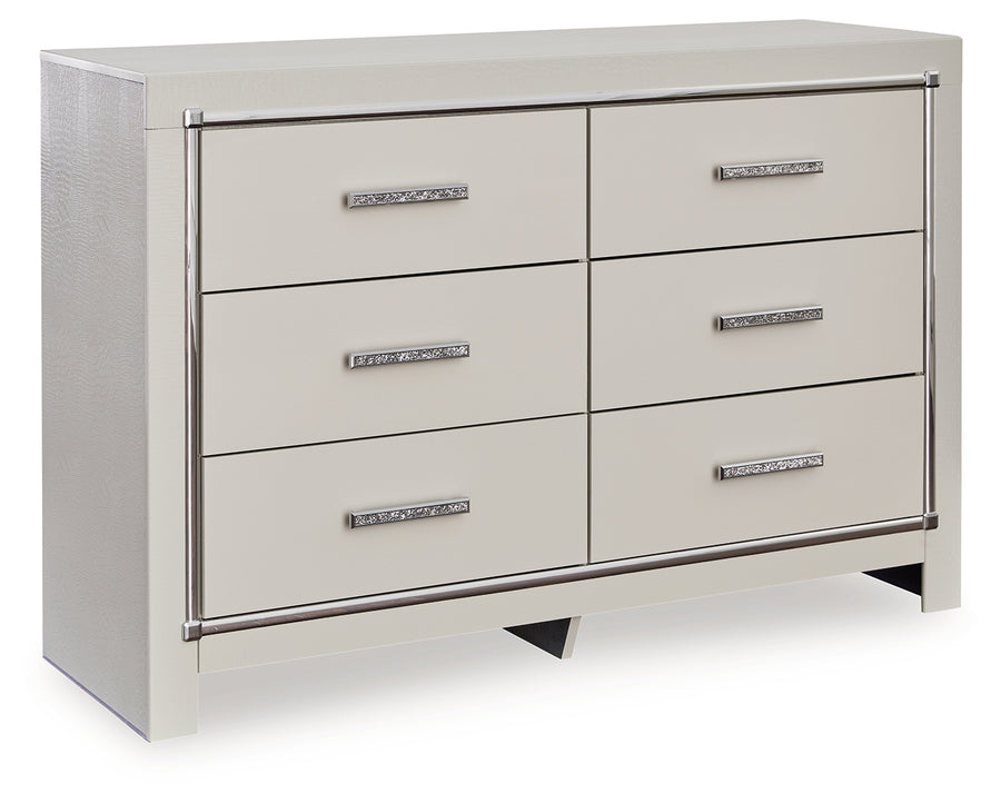 Zyniden Silver Panel LED Bedroom Set