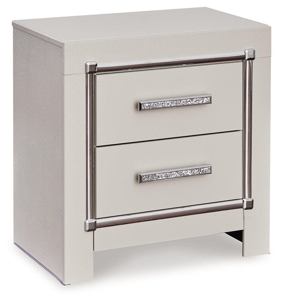 Zyniden Silver Panel LED Bedroom Set