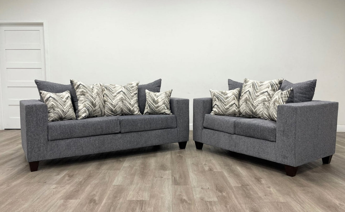 Charcoal Fabric Sofa and Loveseat 110