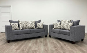 Monroe  Charcoal Fabric Sofa and Loveseat 110