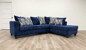 Monroe Blue Fabric Sectional Sofa 110