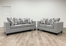 Load image into Gallery viewer, Monroe Grey Fabric Sofa and Loveseat 110