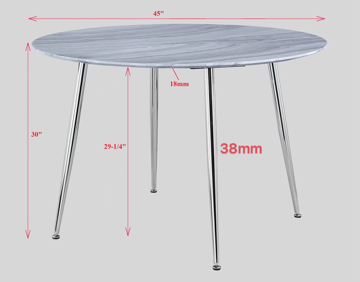 Tola Silver Glass-Top Round Dining Set 1173