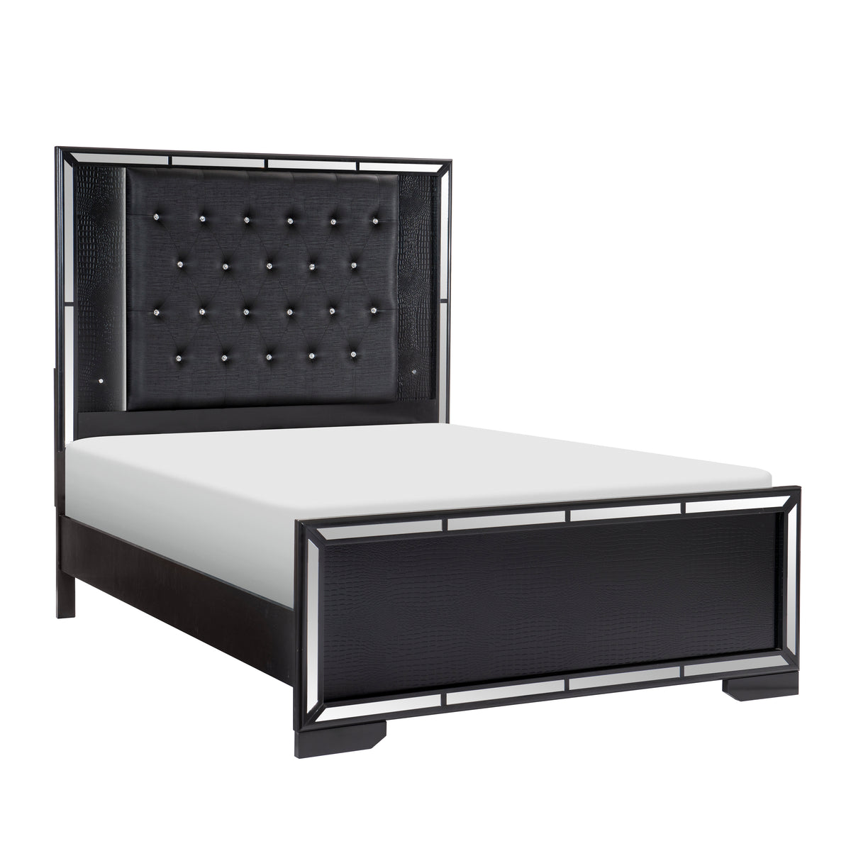 Aveline Black LED Upholstered Panel Bedroom Set 1428