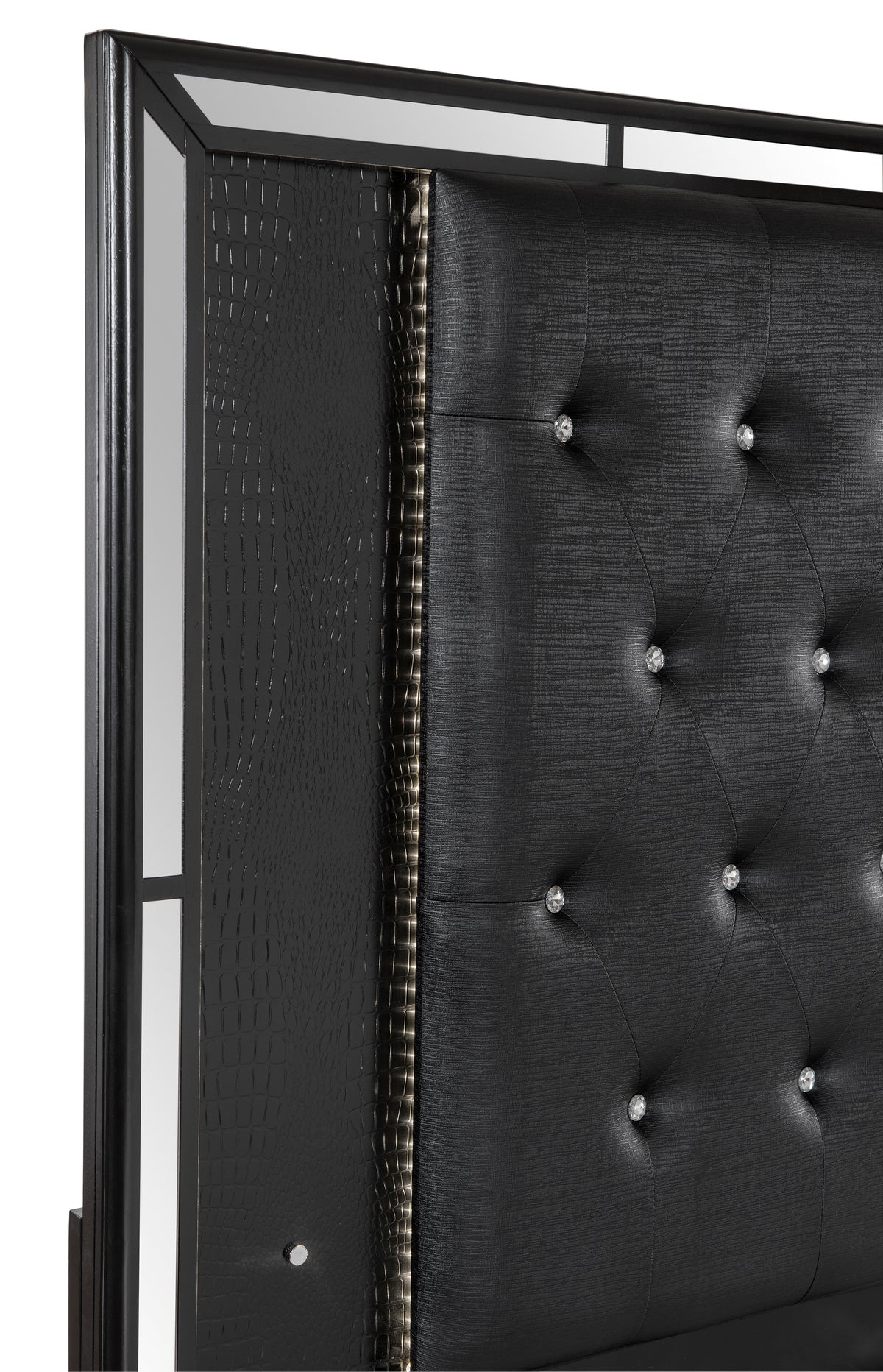 Aveline Black LED Upholstered Panel Bedroom Set 1428