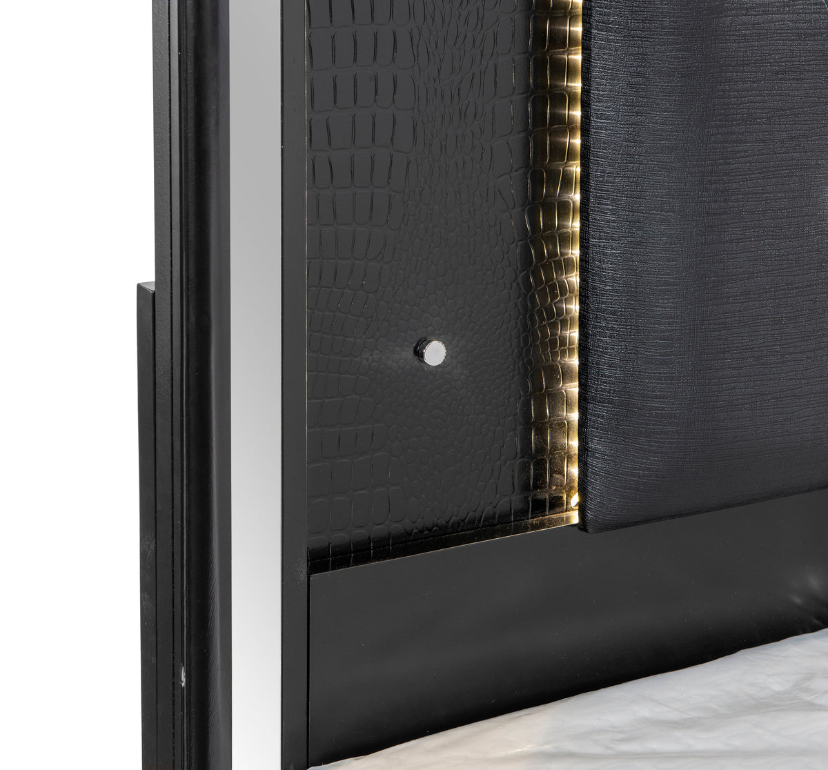 Aveline Black LED Upholstered Panel Bedroom Set 1428
