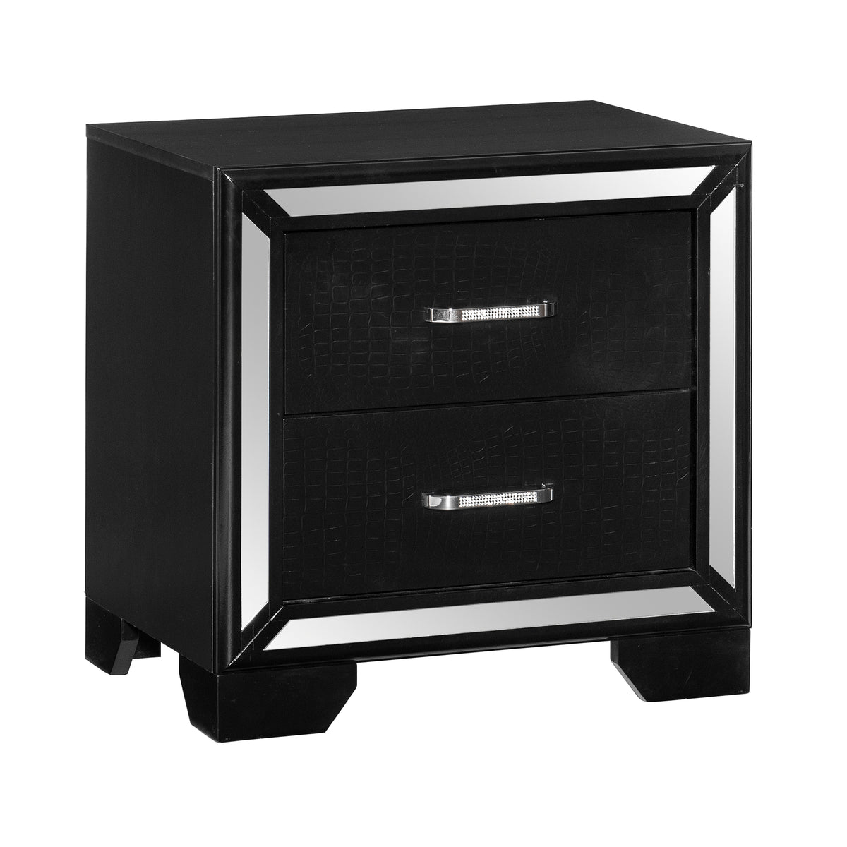 Aveline Black LED Upholstered Panel Bedroom Set 1428
