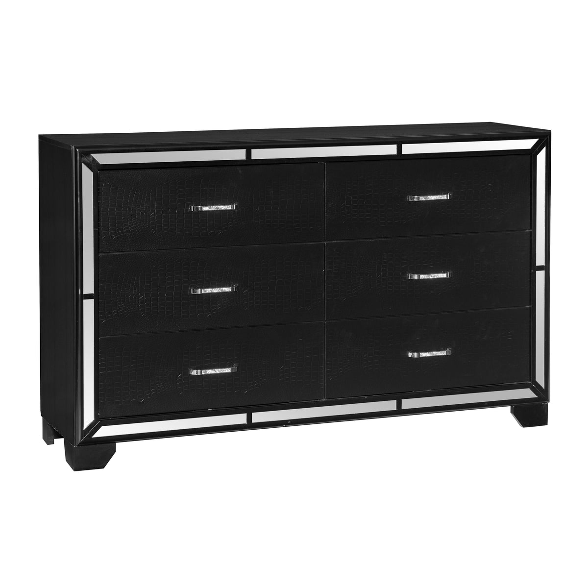 Aveline Black LED Upholstered Panel Bedroom Set 1428