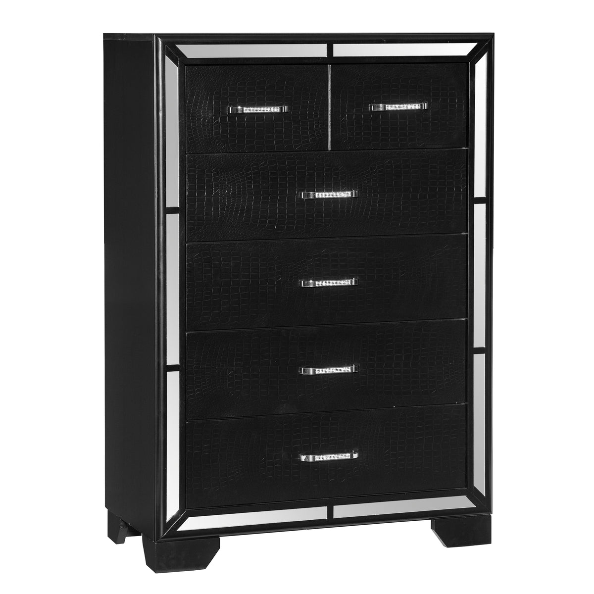 Aveline Black LED Upholstered Panel Bedroom Set 1428