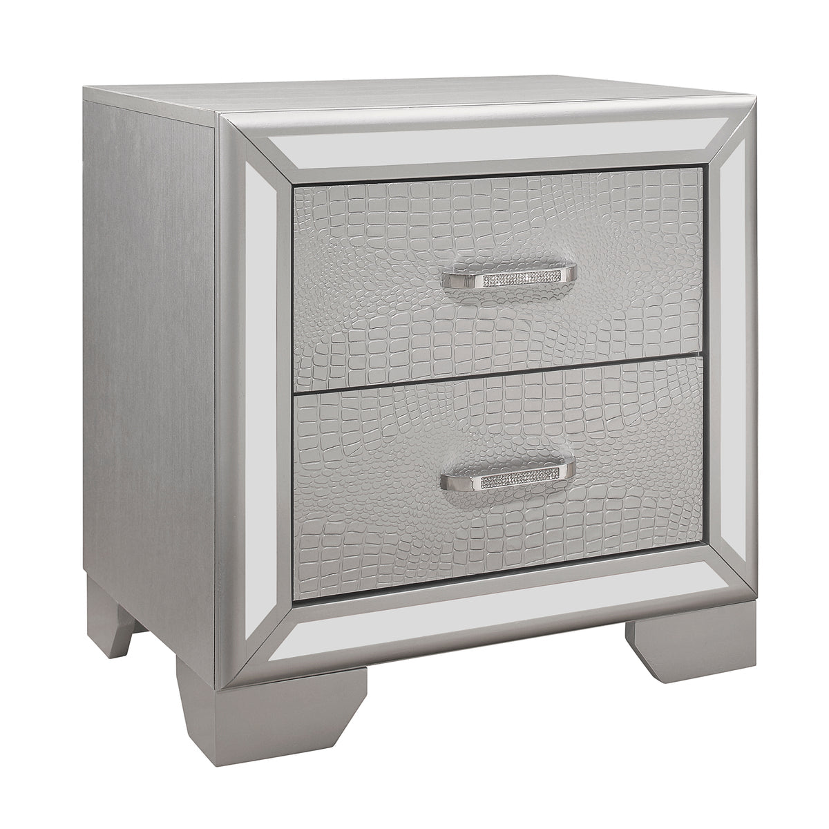 Aveline Silver LED Upholstered Panel Bedroom Set 1428