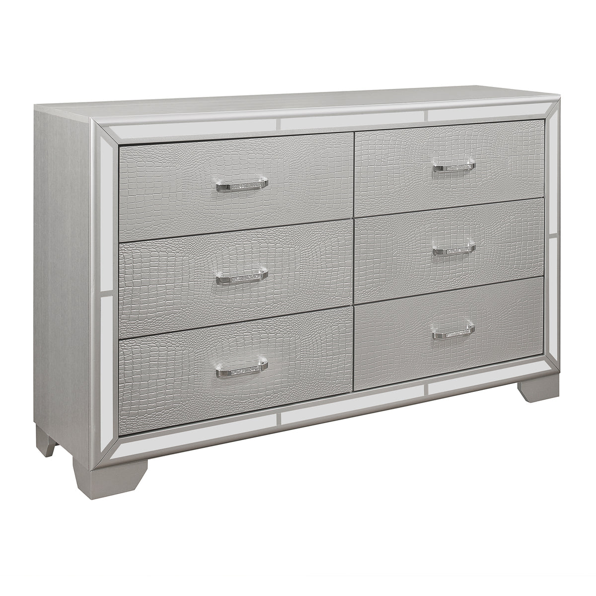Aveline Silver LED Upholstered Panel Bedroom Set 1428