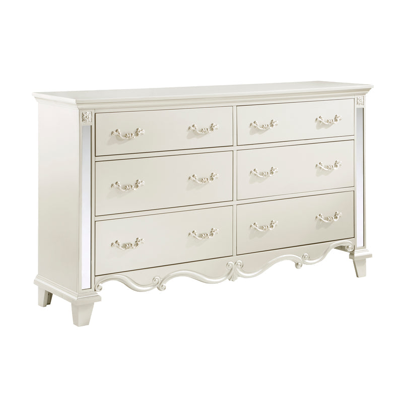 Ever Champagne Mirrored Upholstered Panel Bedroom Set 1429