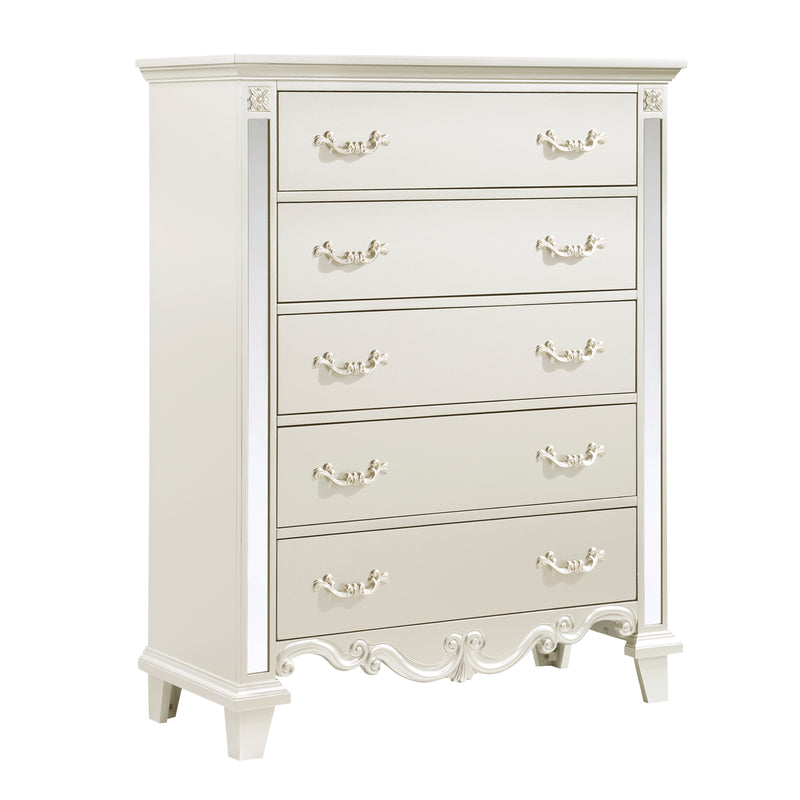 Ever Champagne Mirrored Upholstered Panel Bedroom Set 1429