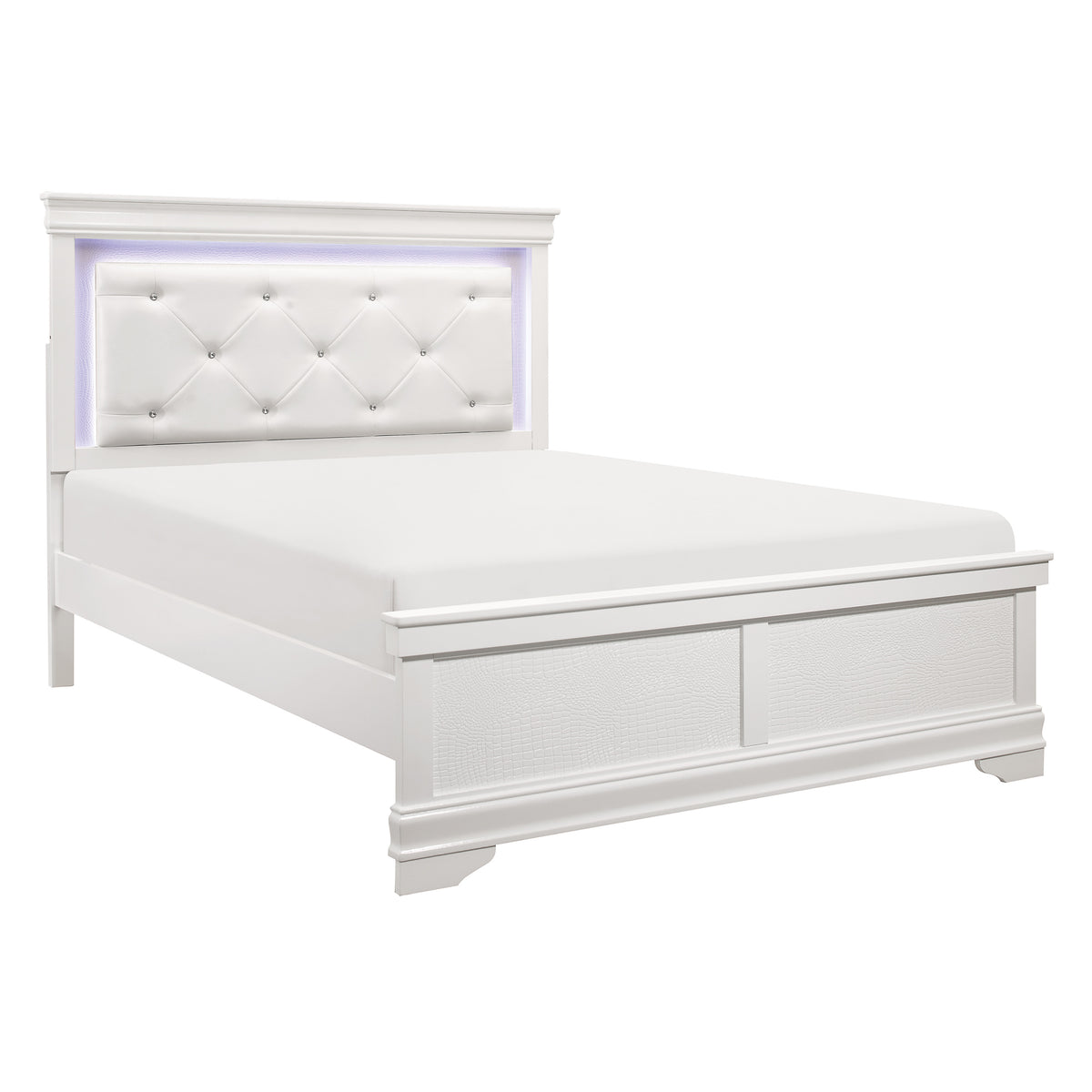 Lana White LED Upholstered Panel Bedroom Set 1556