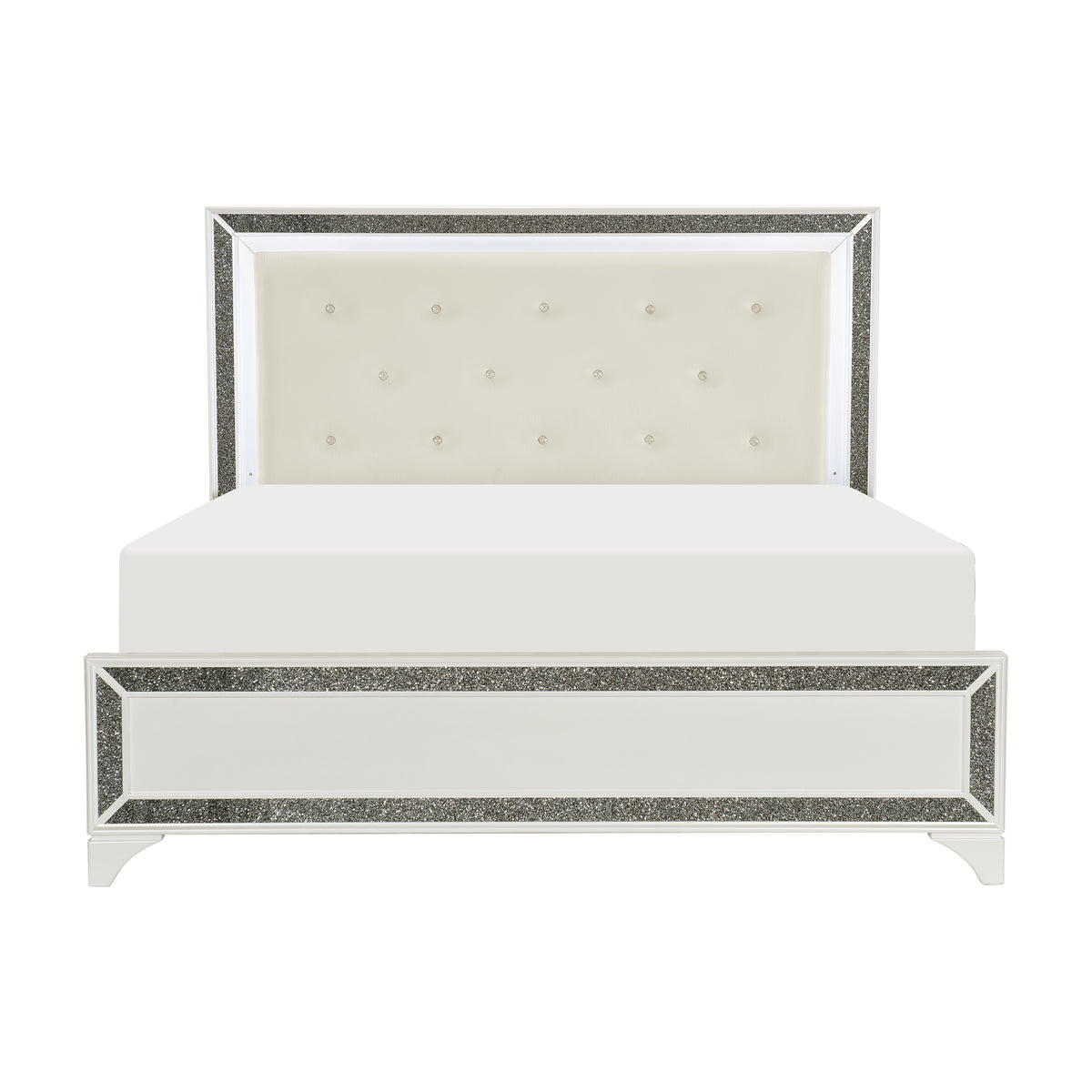 Salon LED White Pearlescent Bedroom Set 1572