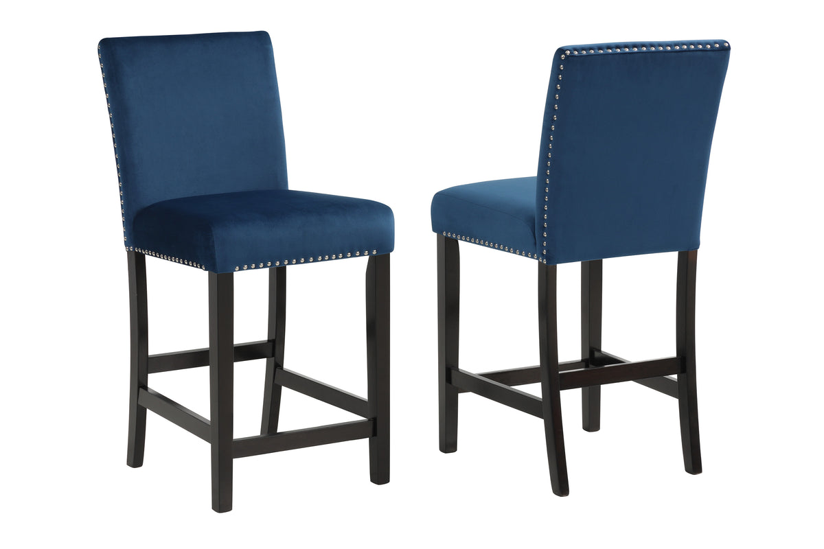 Lennon Blue/White Velvet 5pc Counter Height Set 1715