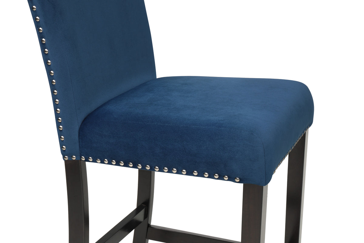 Lennon Blue/White Velvet 5pc Counter Height Set 1715
