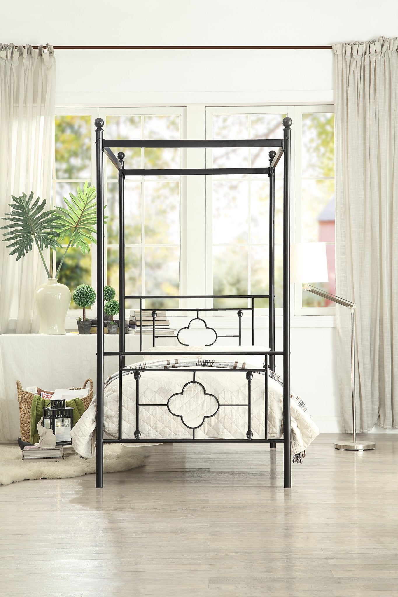 Hosta Black Twin Metal Canopy Platform Bed | 1758