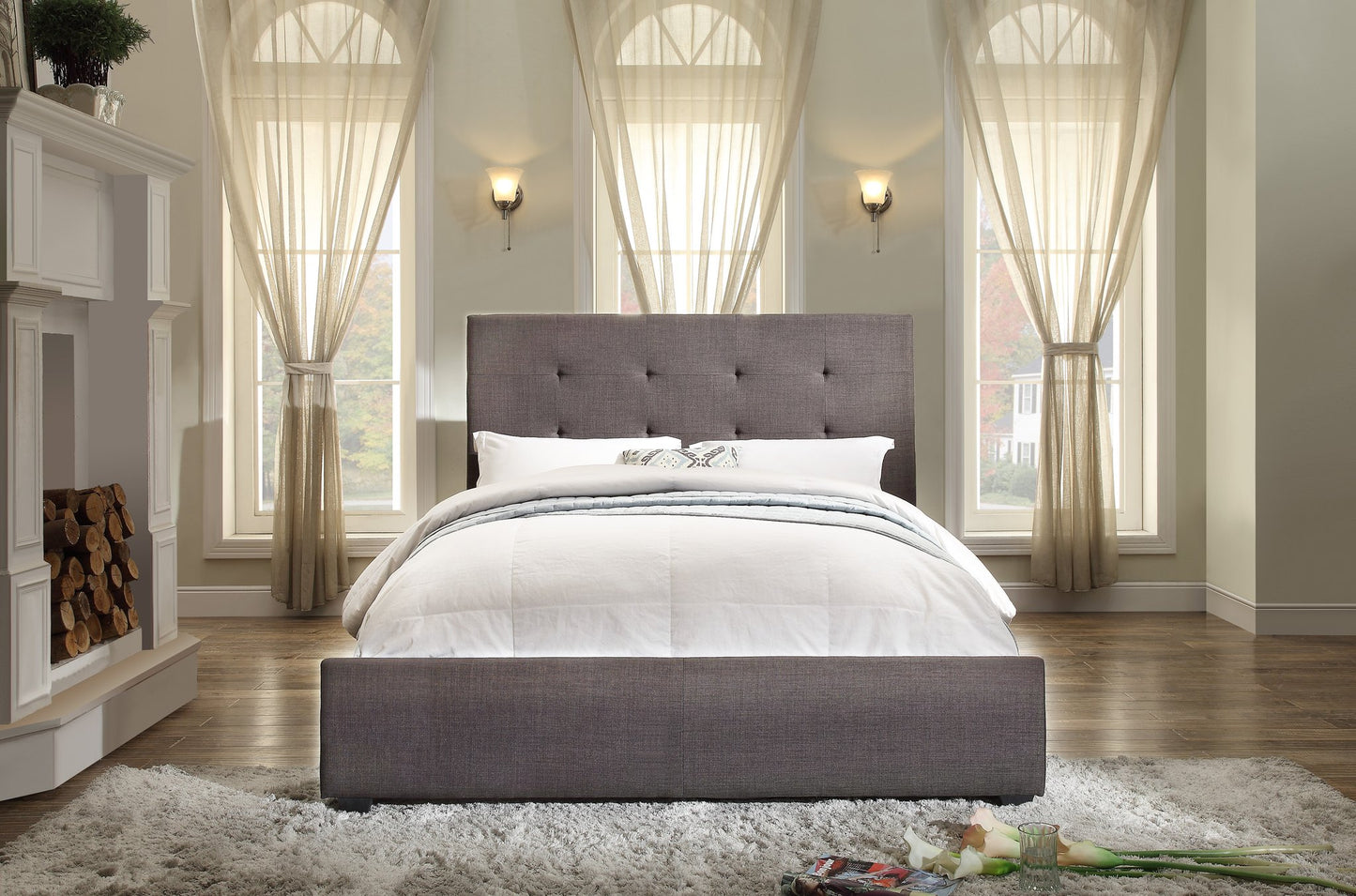 Cadmus Dark Gray Tufted Full Bed | 1890