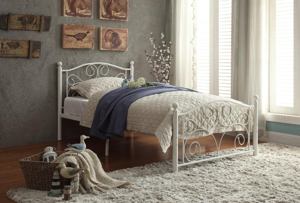 Palina White Twin Metal Platform Bed | 2021