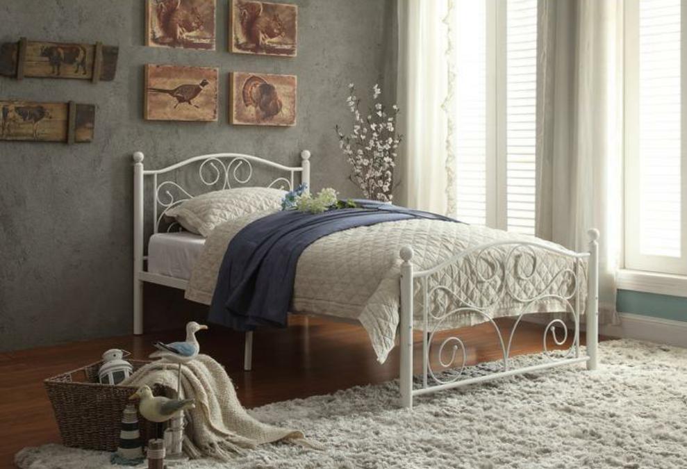 Palina White Full Metal Platform Bed | 2021