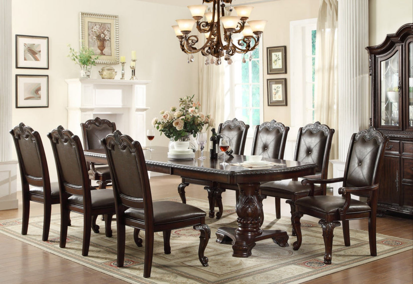 Kiera Formal Brown Extendable Dining Set | 2150