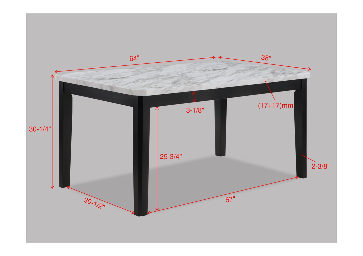 Pascal Gray/White Marble-Top Dining Set 2224