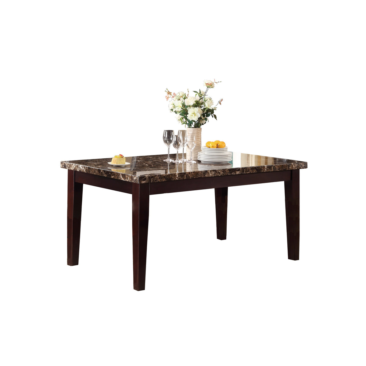 Teague Brown Faux Marble Dining Set | 2544