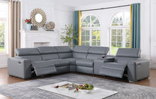 Load image into Gallery viewer, Picasso Grey 2 POWER  Leather Match 6pc Sectional  MI631