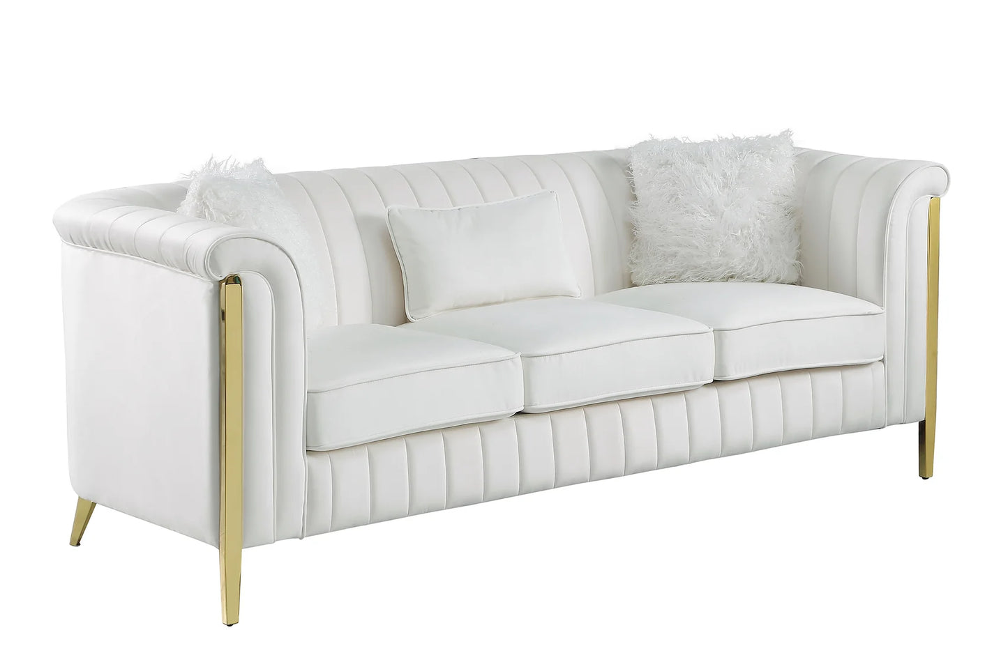 Fara Cream Velvet Sofa and Loveseat S8288