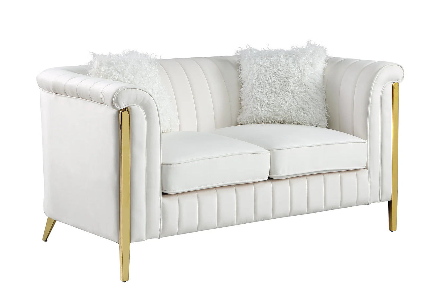 Fara Cream Velvet Sofa and Loveseat S8288