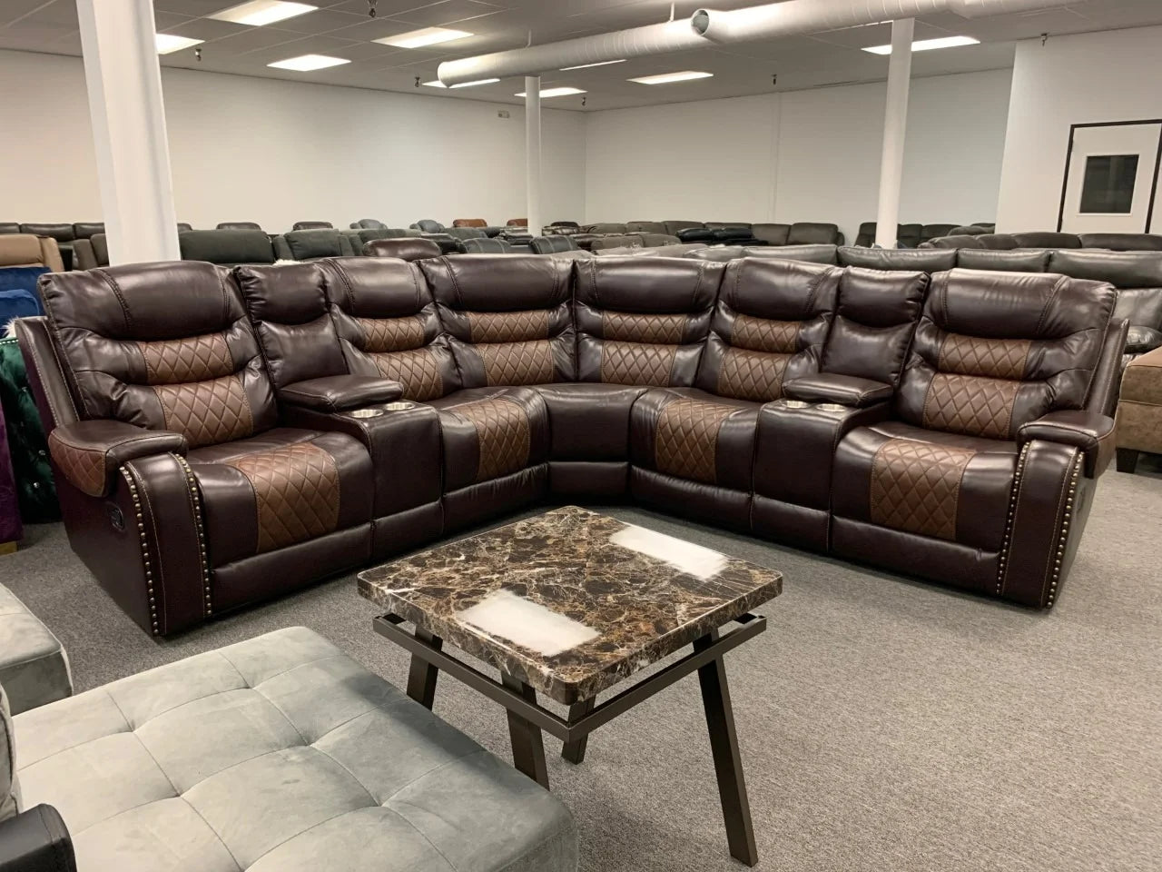 Phoenix 2Tone Brown Reclining Sectional S1987