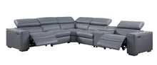 Load image into Gallery viewer, Picasso Grey 2 POWER  Leather Match 6pc Sectional  MI631