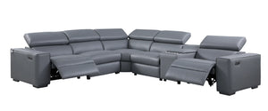 Picasso Grey 2 POWER  Leather Match 6pc Sectional  MI631