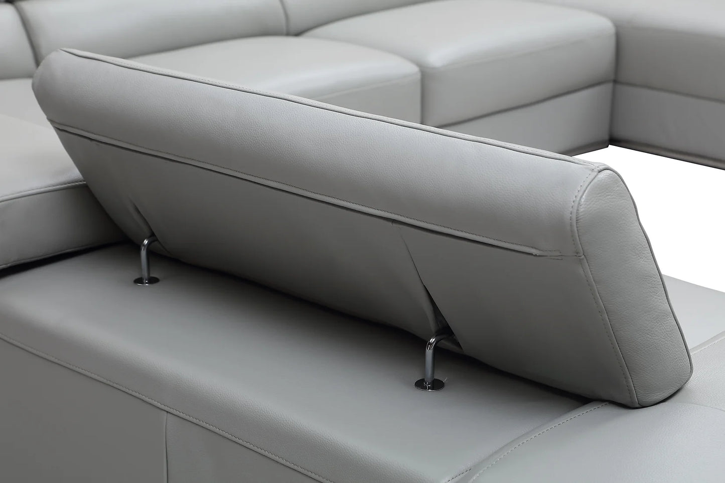 Pella Light Grey Leather Match 3pc Sectional MI5106